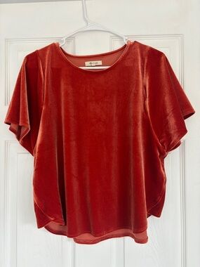 Madewell Short-Sleeve Velvet Tee in Burnt Orange